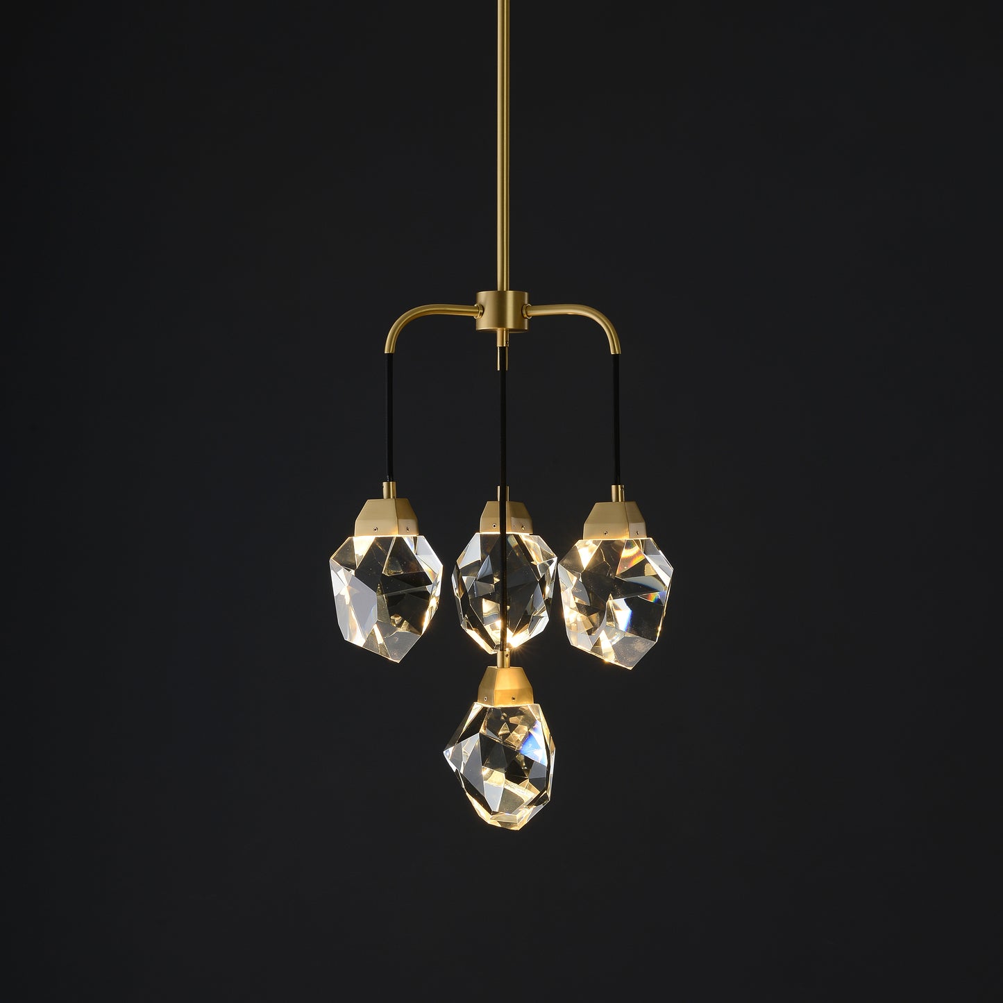 Gemma 4-Light Chandelier - Copper Finish, Clear Crystal, Brass Frame, G9 Base
