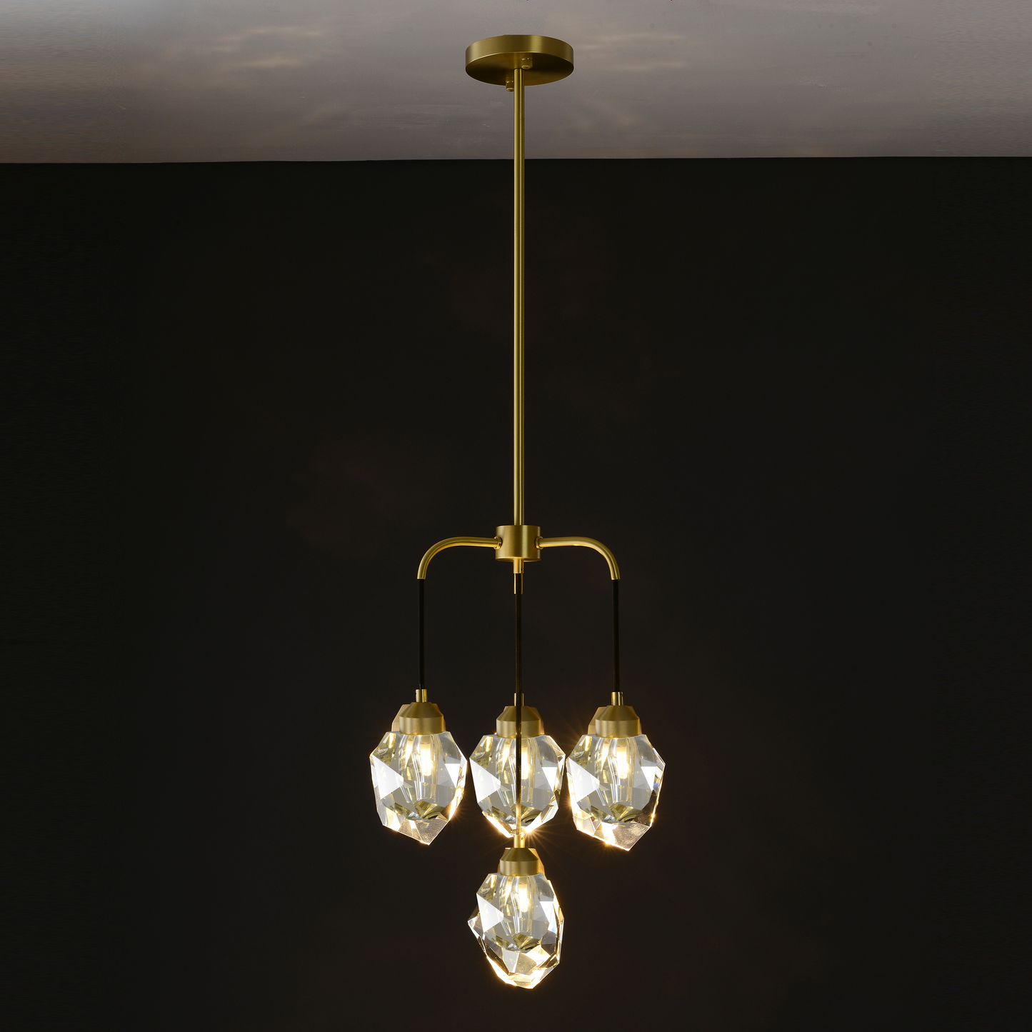 Gemma 4-Light Chandelier - Copper Finish, Clear Crystal, Brass Frame, G9 Base