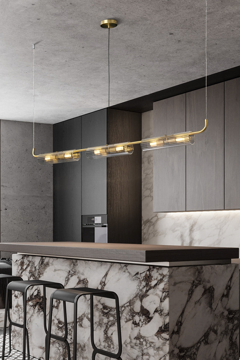 Venus 6-Light Bar Light - Brass Finish, Clear Artistic Glass, Iron Frame, G9 Base