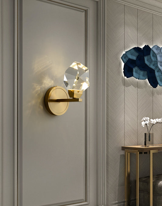 Gemma Single-Light Wall Light - Copper Finish, Clear Crystal, Brass Frame, G9 Base