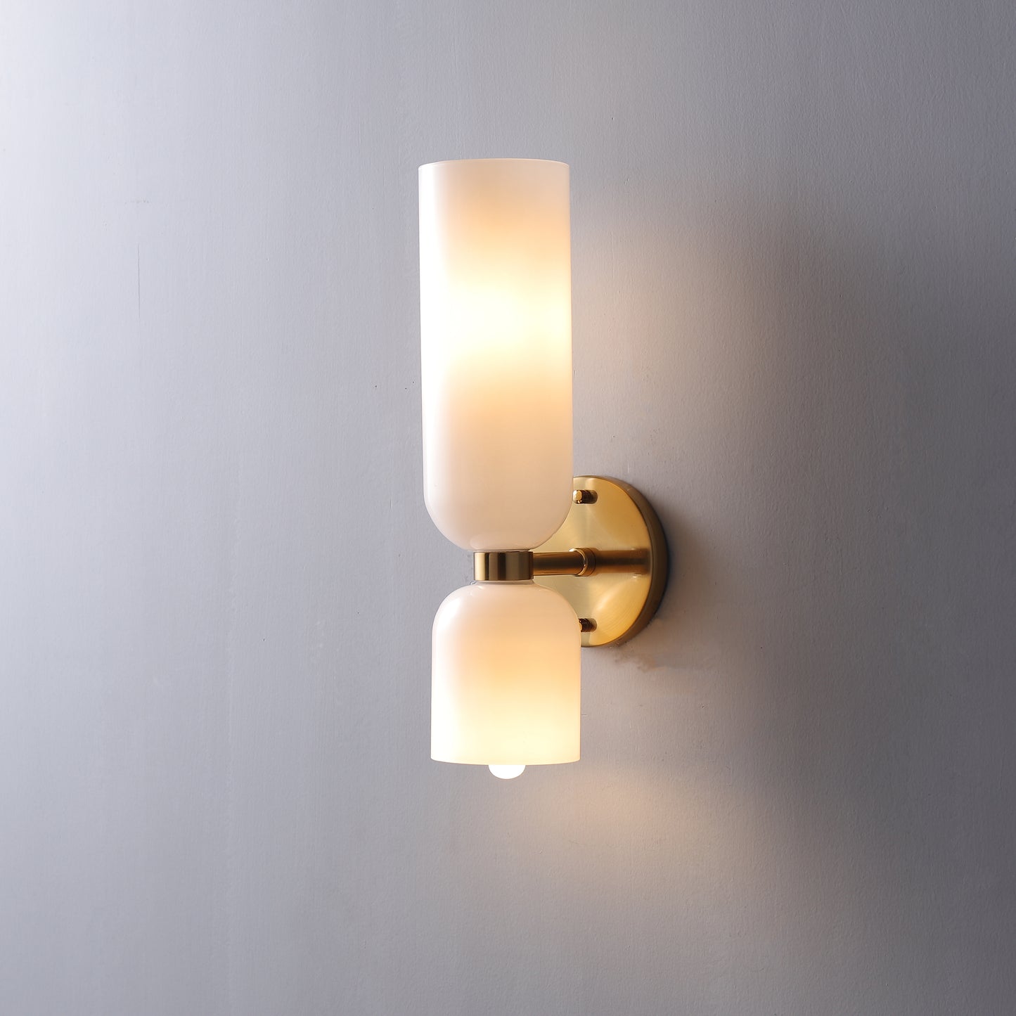 Calice 2-Light Wall Light - Copper Finish, Opal Glass, Iron Frame, E14 Base