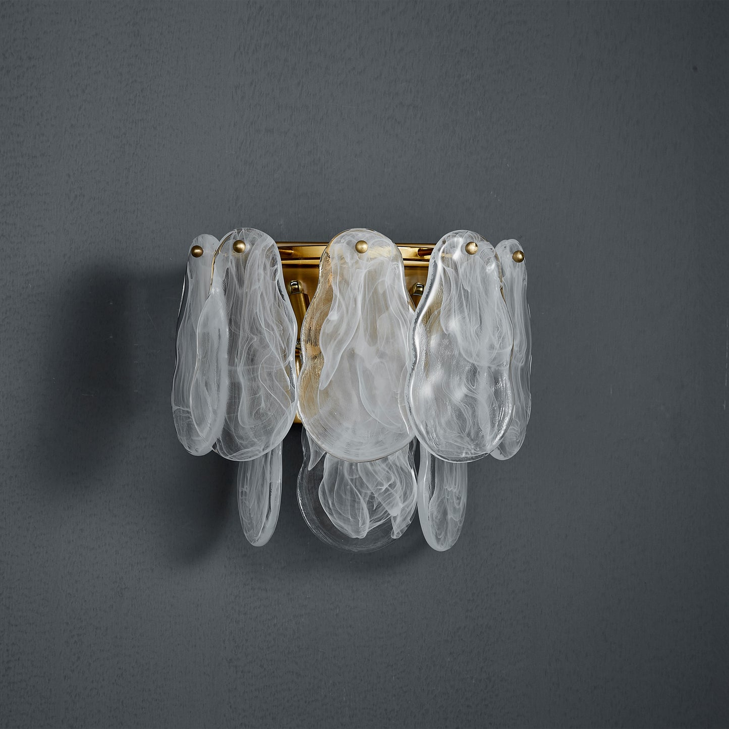 Nuvola Single-Light Wall Light - Brushed Gold Finish, Opal Artistic Glass, Iron Frame, G9 Base