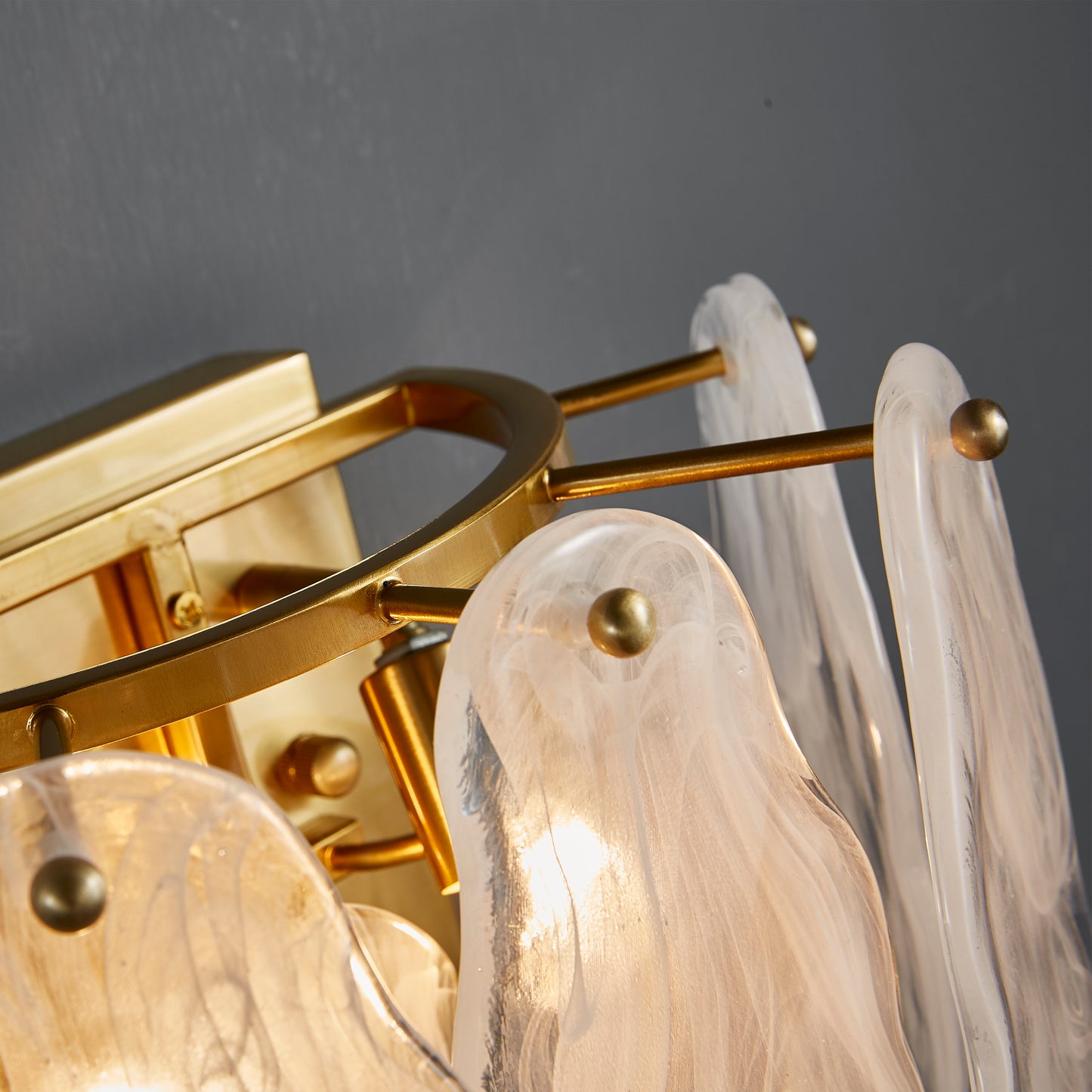 Nuvola Single-Light Wall Light - Brushed Gold Finish, Opal Artistic Glass, Iron Frame, G9 Base