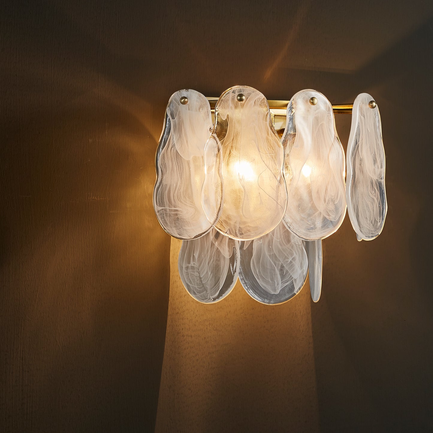 Nuvola Single-Light Wall Light - Brushed Gold Finish, Opal Artistic Glass, Iron Frame, G9 Base