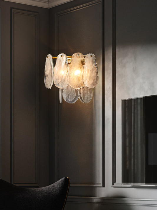 Nuvola Single-Light Wall Light - Brushed Gold Finish, Opal Artistic Glass, Iron Frame, G9 Base