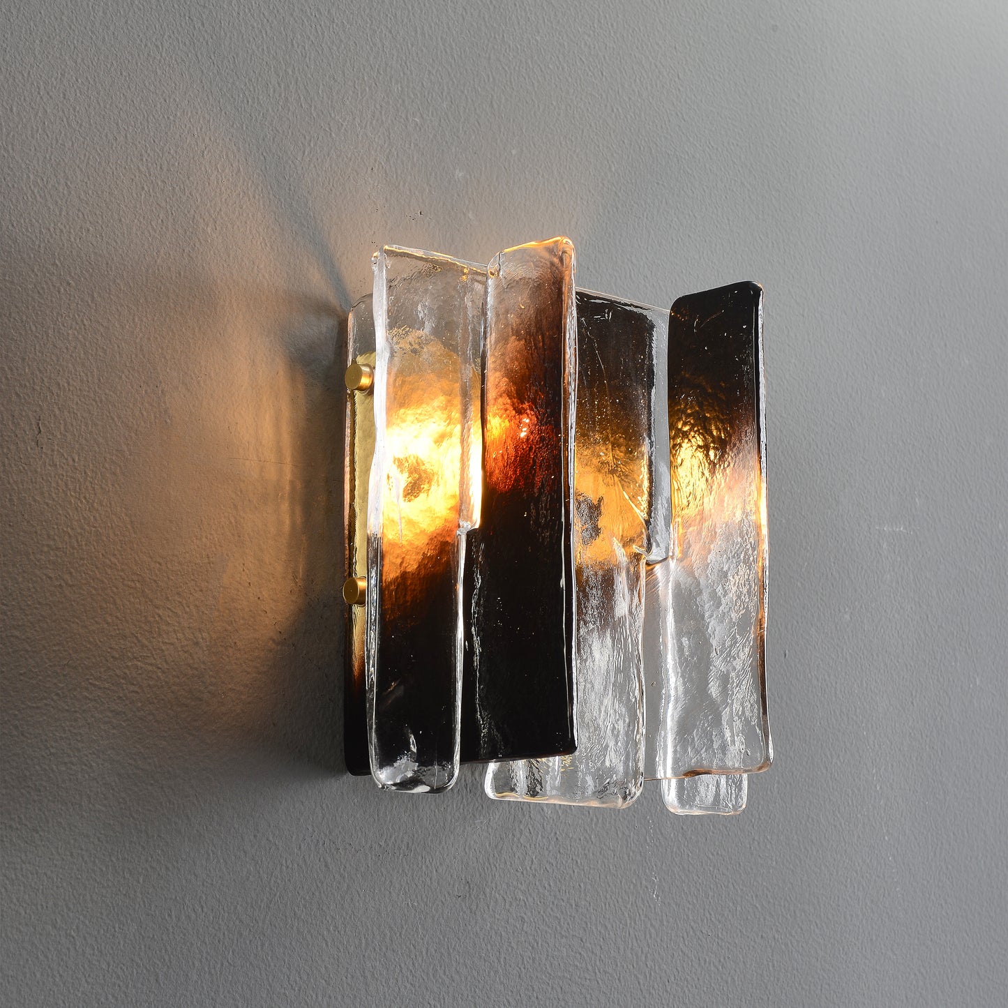 Vetro-Fuso Single-Light Wall Light - Brass Finish, Artistic Glass, Brass Frame, E14 Base