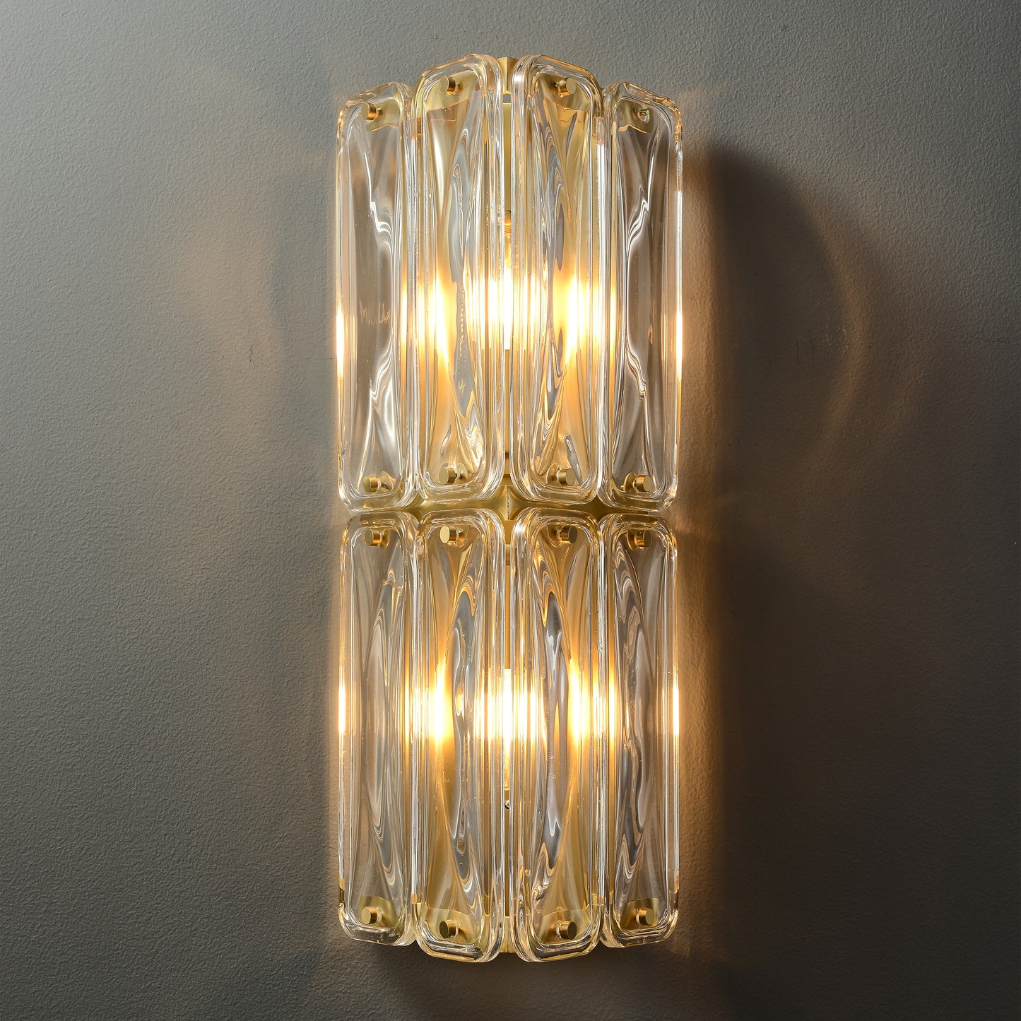 Scutum 2-Light Wall Light - Copper Finish, Clear Artistic Glass, Iron Frame, E14 Base