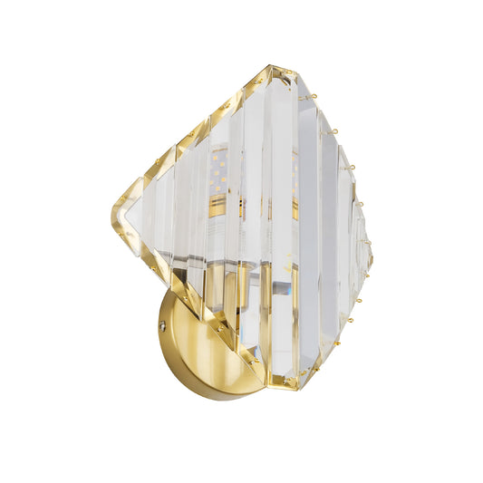 Elena Single-Light Crystal Wall Light - Gold Finish, Clear Crystal, Iron Frame, E14 Base