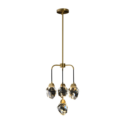Gemma 4-Light Chandelier - Copper Finish, Clear Crystal, Brass Frame, G9 Base