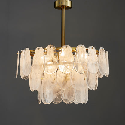 Nuvola 6-Light Round Chandelier - Brushed Gold Finish, Opal Artistic Glass, Iron Frame, G9 Base