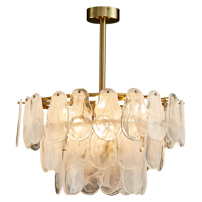 Nuvola 6-Light Round Chandelier - Brushed Gold Finish, Opal Artistic Glass, Iron Frame, G9 Base