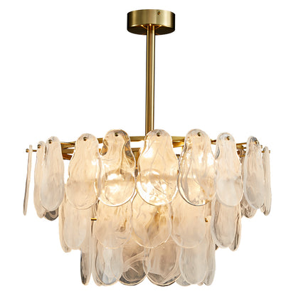 Nuvola 6-Light Round Chandelier - Brushed Gold Finish, Opal Artistic Glass, Iron Frame, G9 Base