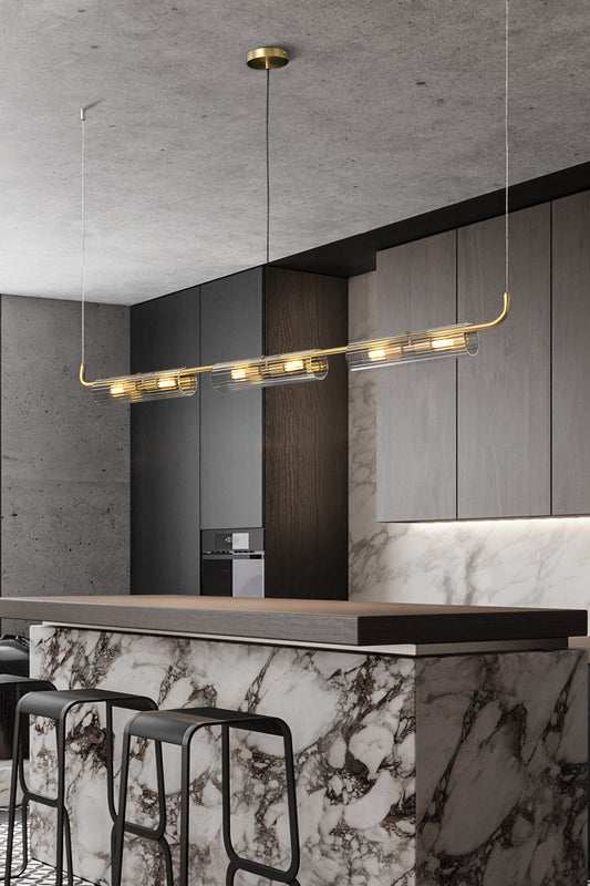 Venus 6-Light Bar Light - Brass Finish, Clear Artistic Glass, Iron Frame, G9 Base