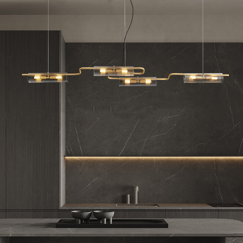 Venus 8-Light Bar Light - Brass Finish, Clear Artistic Glass, Iron Frame, G9 Base
