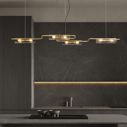 Venus 8-Light Bar Light - Brass Finish, Clear Artistic Glass, Iron Frame, G9 Base