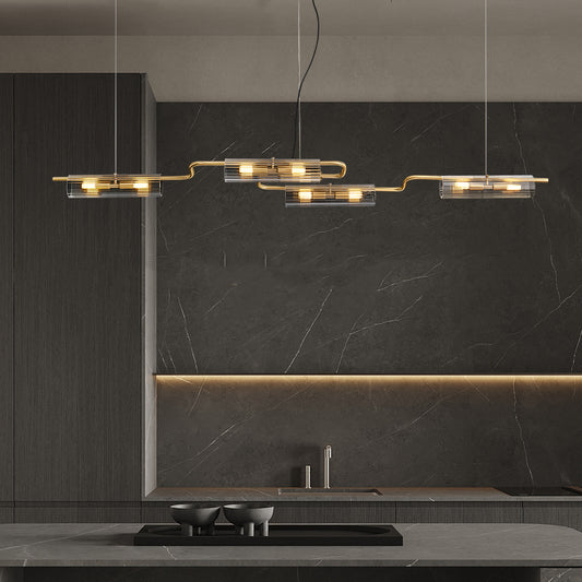 Venus 8-Light Bar Light - Brass Finish, Clear Artistic Glass, Iron Frame, G9 Base