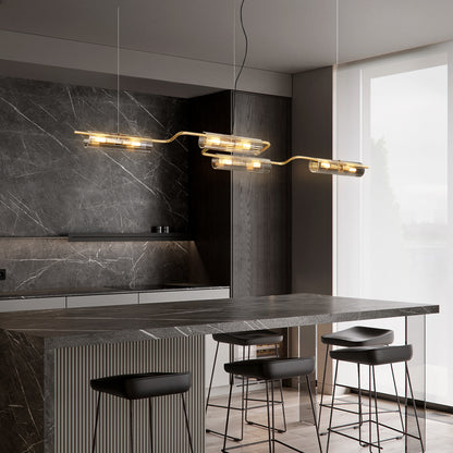 Venus 8-Light Bar Light - Brass Finish, Clear Artistic Glass, Iron Frame, G9 Base
