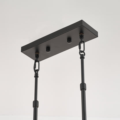 Marcos 5-Light Retro Wood Pendant - Black Finish, Natural Wood Accents, E27 Base