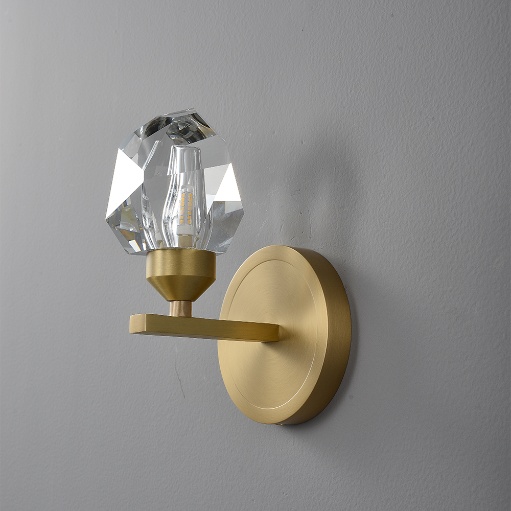 Gemma Single-Light Wall Light - Copper Finish, Clear Crystal, Brass Frame, G9 Base