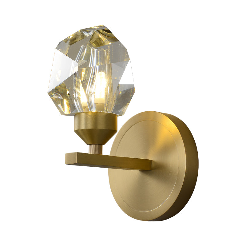 Gemma Single-Light Wall Light - Copper Finish, Clear Crystal, Brass Frame, G9 Base