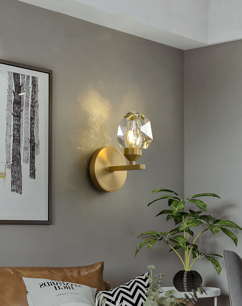Gemma Single-Light Wall Light - Copper Finish, Clear Crystal, Brass Frame, G9 Base