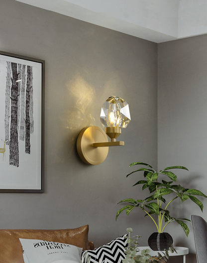Gemma Single-Light Wall Light - Copper Finish, Clear Crystal, Brass Frame, G9 Base