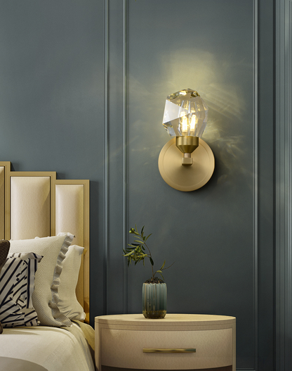 Gemma Single-Light Wall Light - Copper Finish, Clear Crystal, Brass Frame, G9 Base
