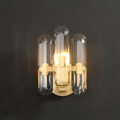 Elegante Single-Light Wall Light - Brass Finish, Clear Crystal, Iron Frame, E14 Base