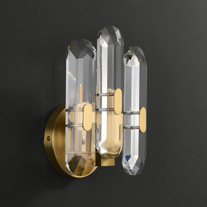 Elegante Single-Light Wall Light - Brass Finish, Clear Crystal, Iron Frame, E14 Base