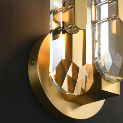 Elegante Single-Light Wall Light - Brass Finish, Clear Crystal, Iron Frame, E14 Base