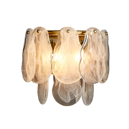 Nuvola Single-Light Wall Light - Brushed Gold Finish, Opal Artistic Glass, Iron Frame, G9 Base