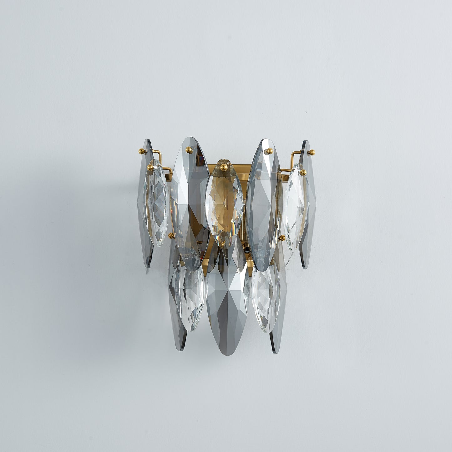 Decolo 2-Light Wall Light - Gold Finish, Smoke and Clear Crystal, Iron Frame, G9 Base