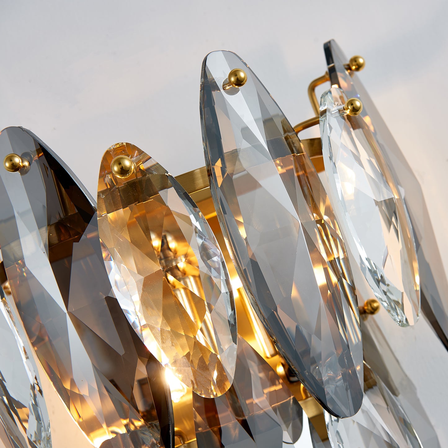 Decolo 2-Light Wall Light - Gold Finish, Smoke and Clear Crystal, Iron Frame, G9 Base