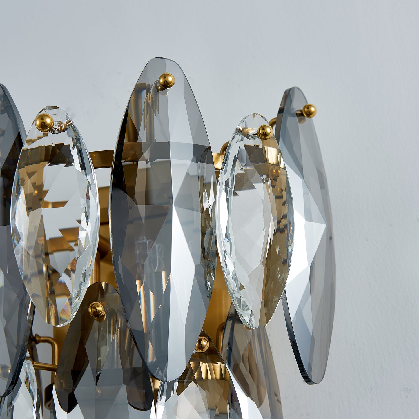 Decolo 2-Light Wall Light - Gold Finish, Smoke and Clear Crystal, Iron Frame, G9 Base