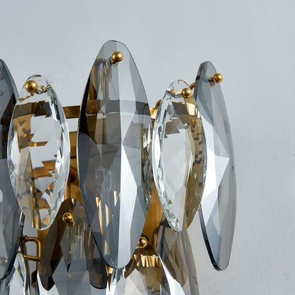 Decolo 2-Light Wall Light - Gold Finish, Smoke and Clear Crystal, Iron Frame, G9 Base