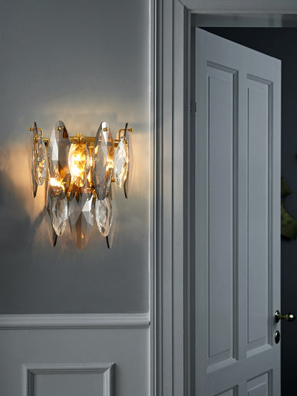 Decolo 2-Light Wall Light - Gold Finish, Smoke and Clear Crystal, Iron Frame, G9 Base