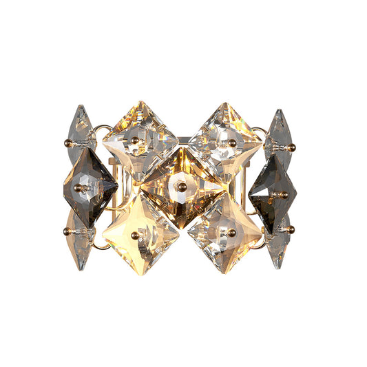 Garland 2-Light Wall Light - Gold Finish, Smoke and Clear Crystal, Iron Frame, G9 Base
