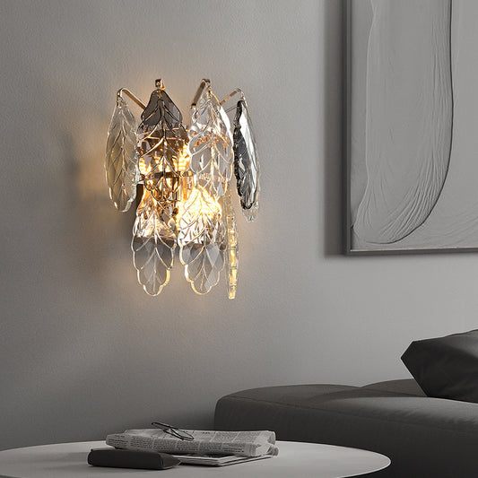Veil 2-Light Wall Light - Gold Finish, Smoke and Clear Crystal, Iron Frame, G9 Base