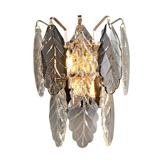 Veil 2-Light Wall Light - Gold Finish, Smoke and Clear Crystal, Iron Frame, G9 Base