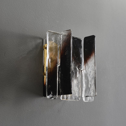 Vetro-Fuso Single-Light Wall Light - Brass Finish, Artistic Glass, Brass Frame, E14 Base