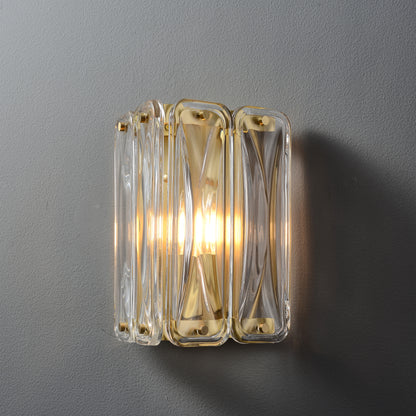 Scutum Single-Light Wall Light - Copper Finish, Clear Artistic Glass, Iron Frame, E14 Base