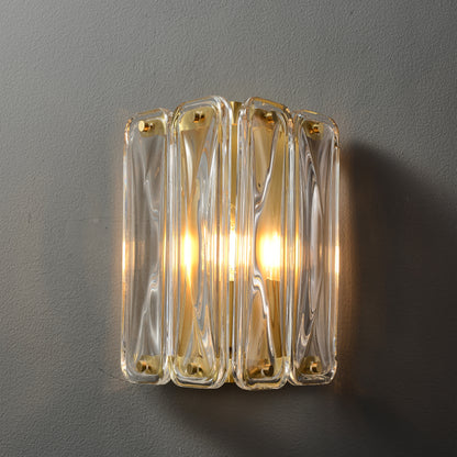 Scutum Single-Light Wall Light - Copper Finish, Clear Artistic Glass, Iron Frame, E14 Base