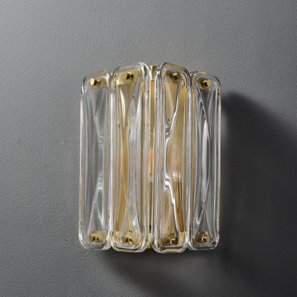 Scutum Single-Light Wall Light - Copper Finish, Clear Artistic Glass, Iron Frame, E14 Base