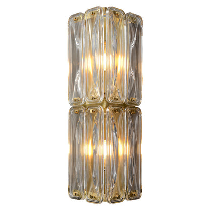 Scutum 2-Light Wall Light - Copper Finish, Clear Artistic Glass, Iron Frame, E14 Base