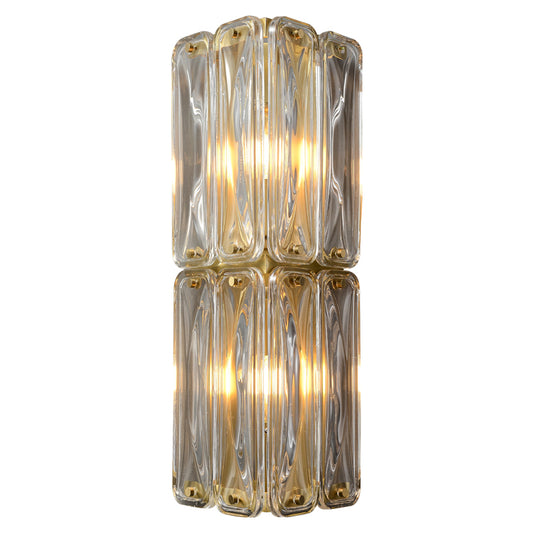 Scutum 2-Light Wall Light - Copper Finish, Clear Artistic Glass, Iron Frame, E14 Base