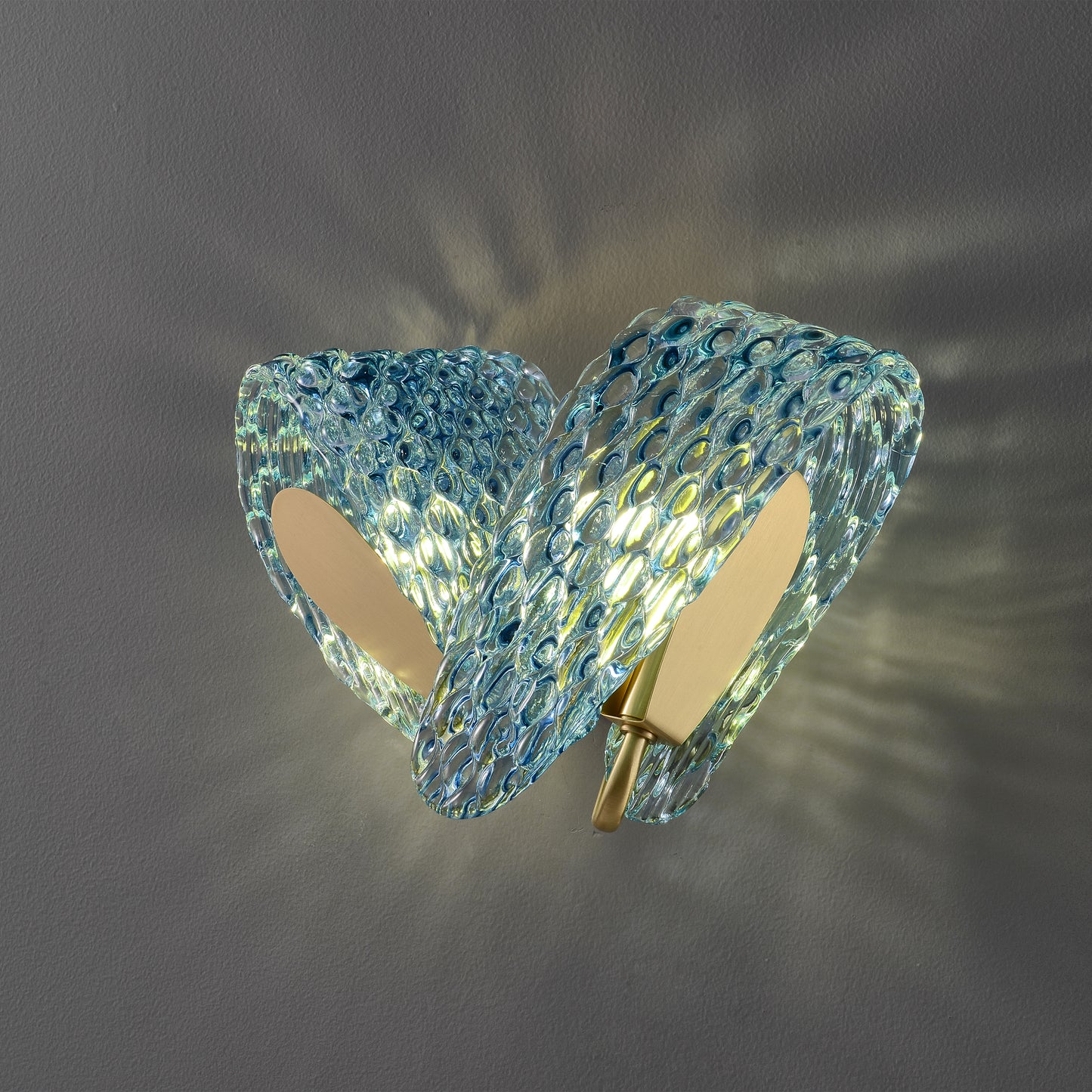 Aquaflow 2-Light Wall Light - Brass Finish, Aqua Glass, Brass Frame, G9 Base