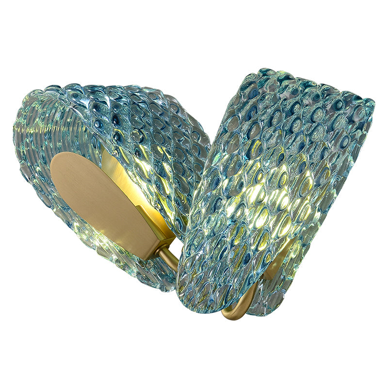 Aquaflow 2-Light Wall Light - Brass Finish, Aqua Glass, Brass Frame, G9 Base