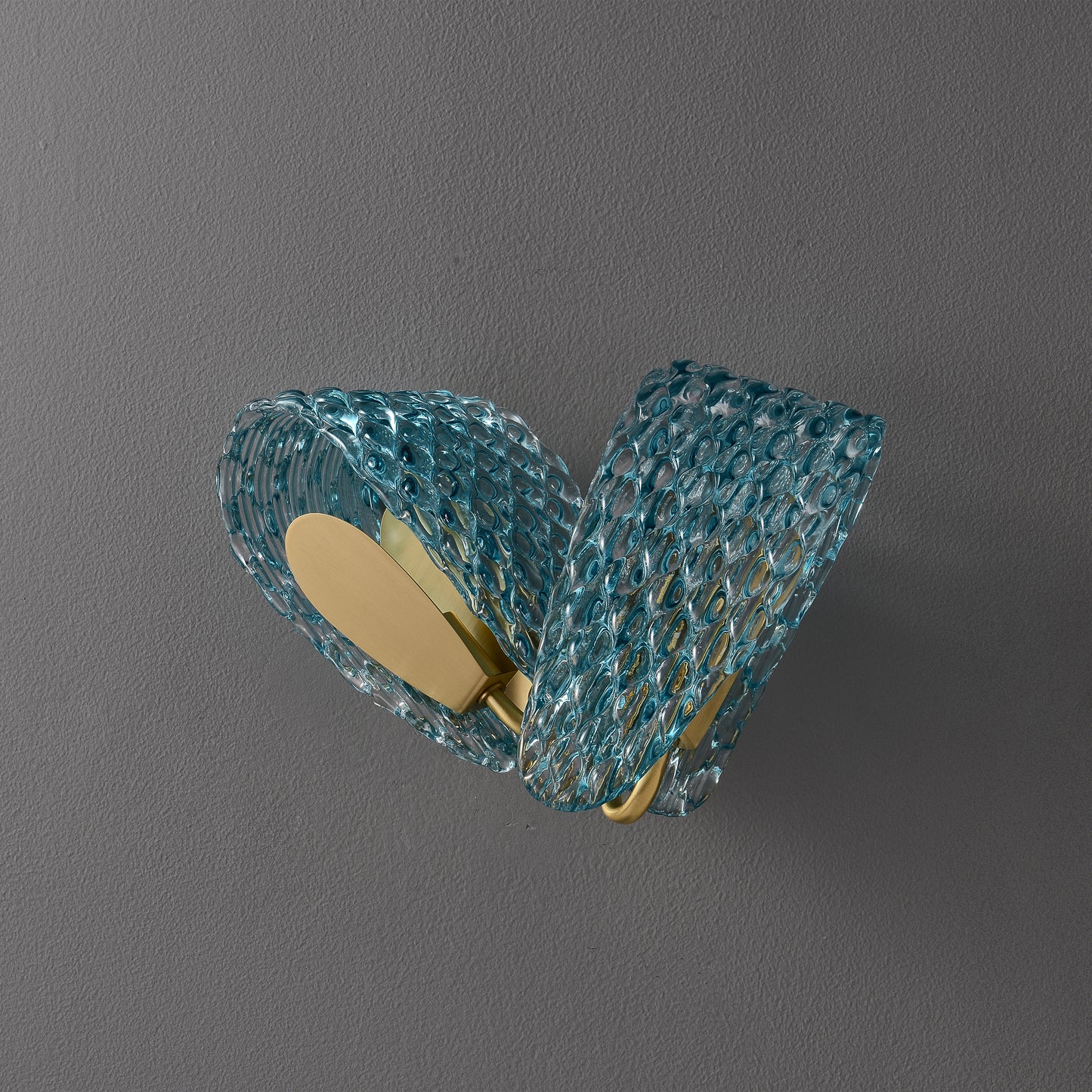 Aquaflow 2-Light Wall Light - Brass Finish, Aqua Glass, Brass Frame, G9 Base