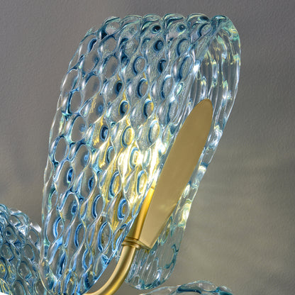 Aquaflow 3-Light Wall Light - Brass Finish, Aqua Glass, Brass Frame, G9 Base
