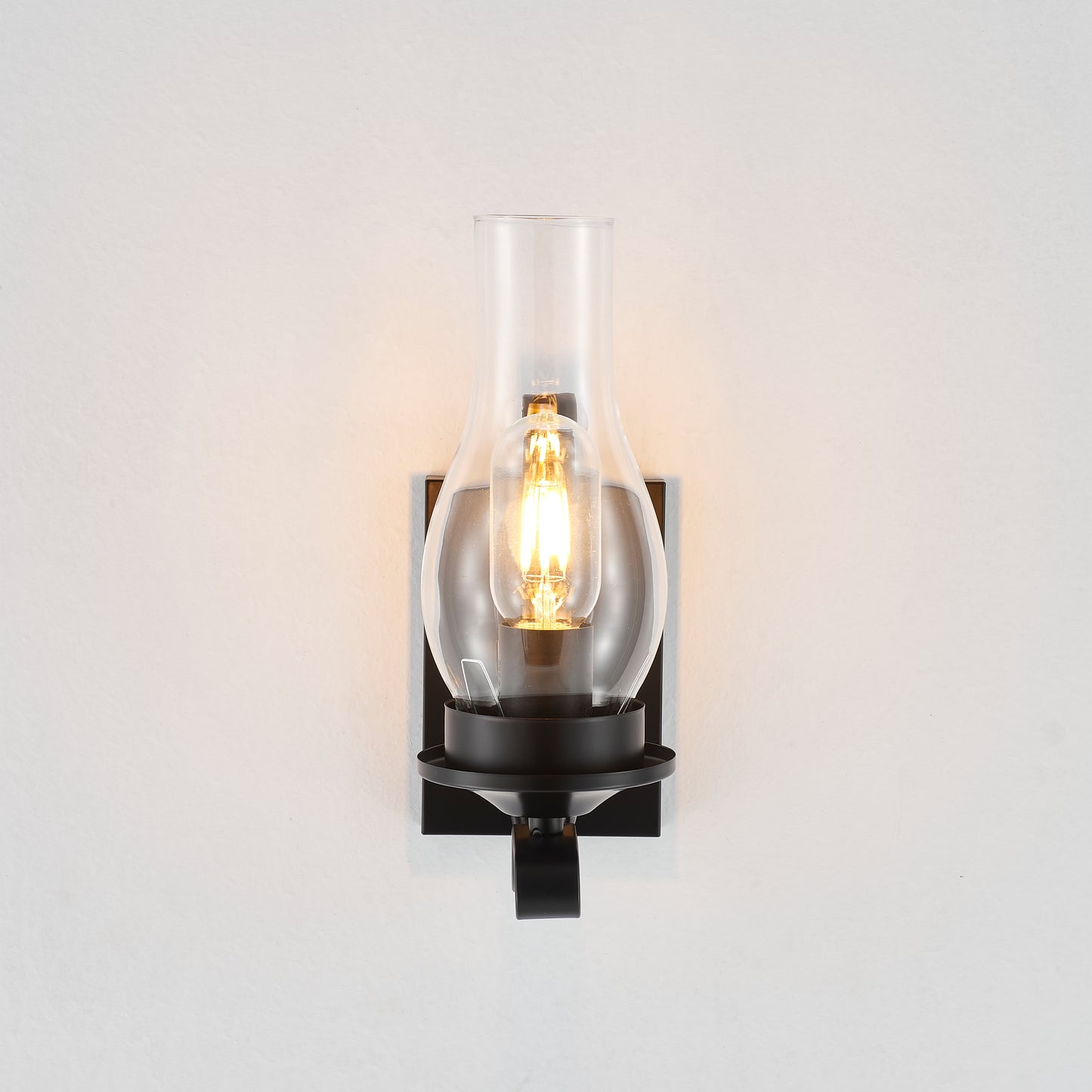 Lampara Single-Light Retro Wood Wall Light - Black Finish, Natural Wood Accents, E27 Base
